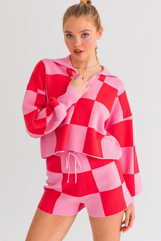 Checkered Sweater Set