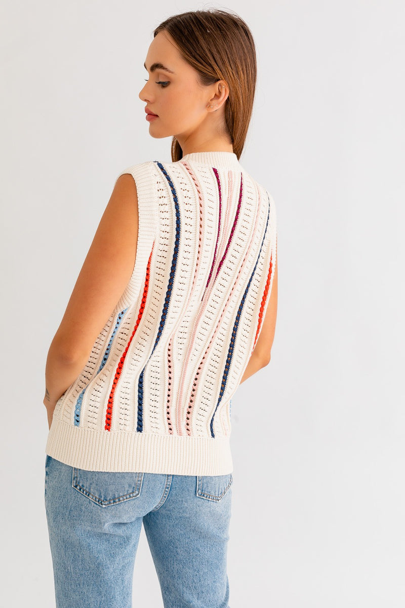 Fall Together Striped Sweater Vest