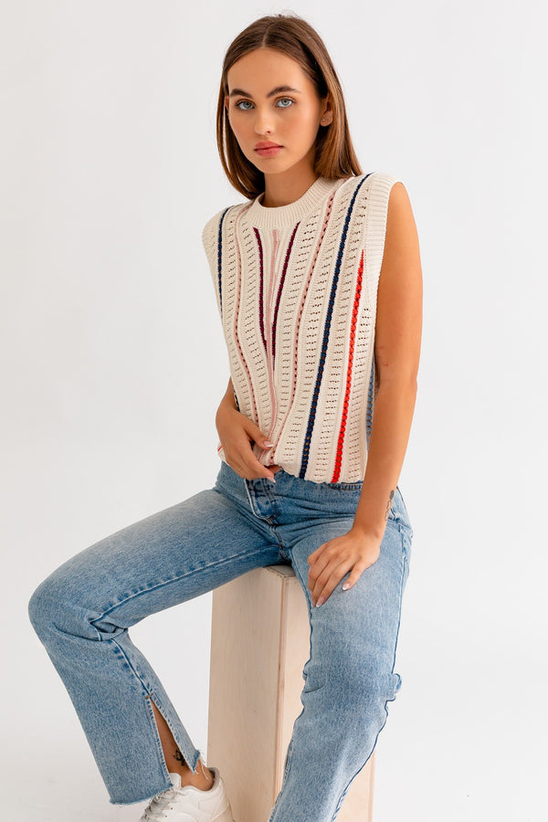 Fall Together Striped Sweater Vest