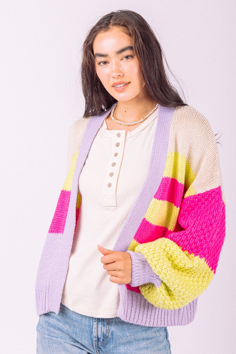 Color Block Stripped Cardigan