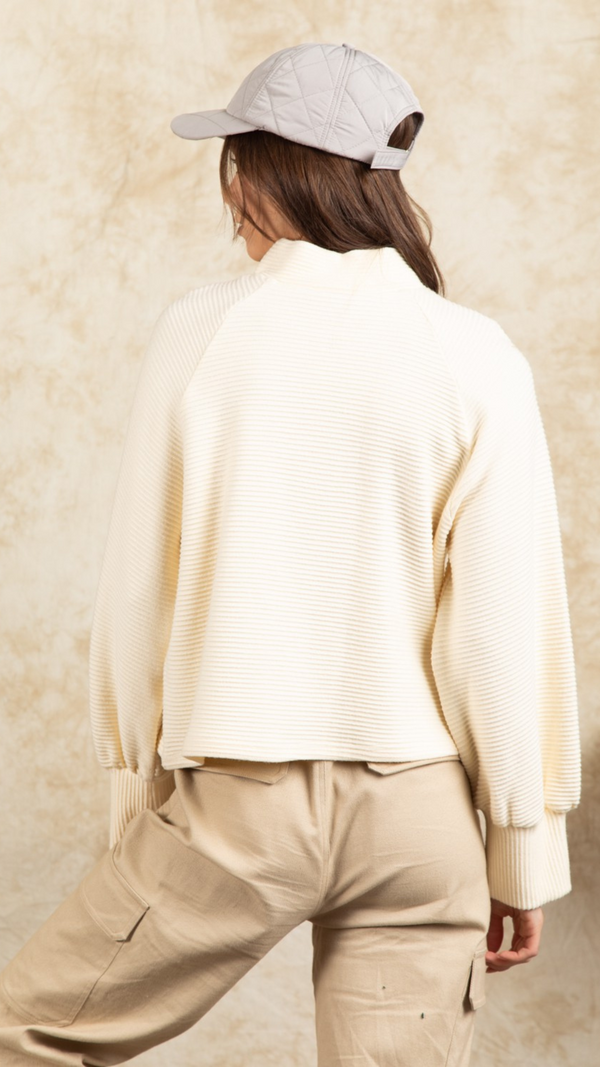 Mock Neck Textured Knit Top