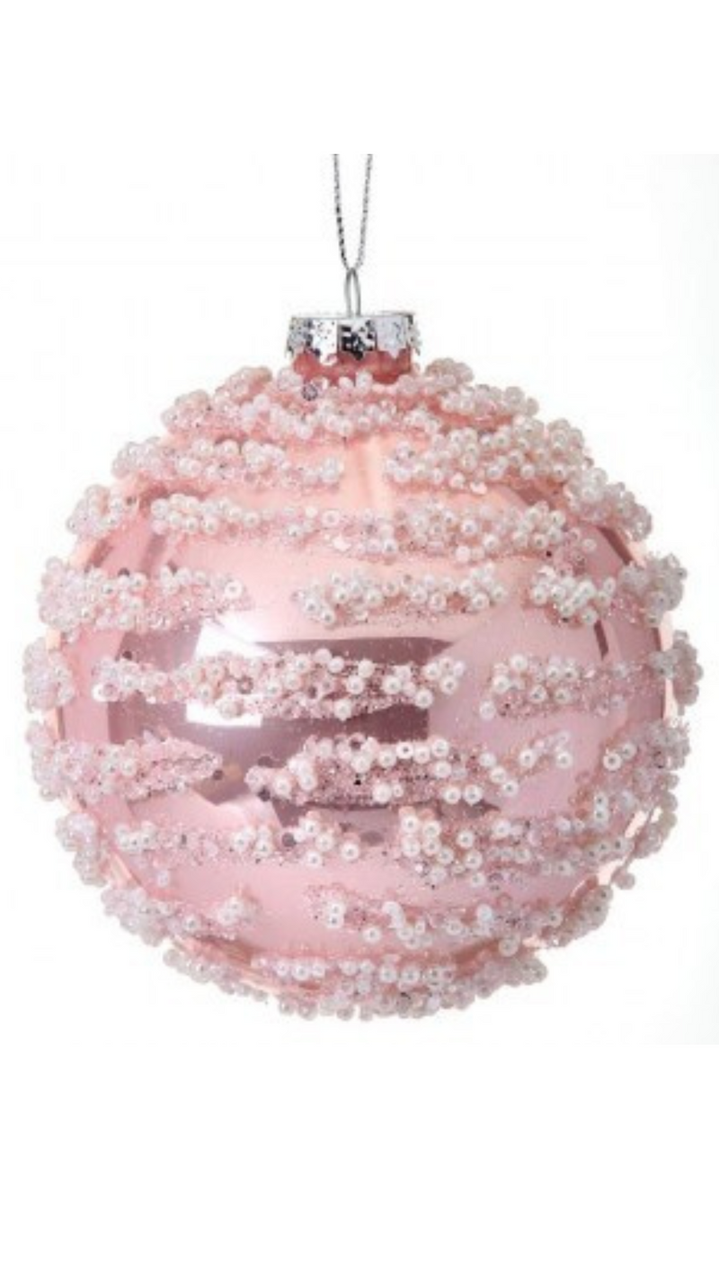 4" Glass Pearl Swirl Ornament