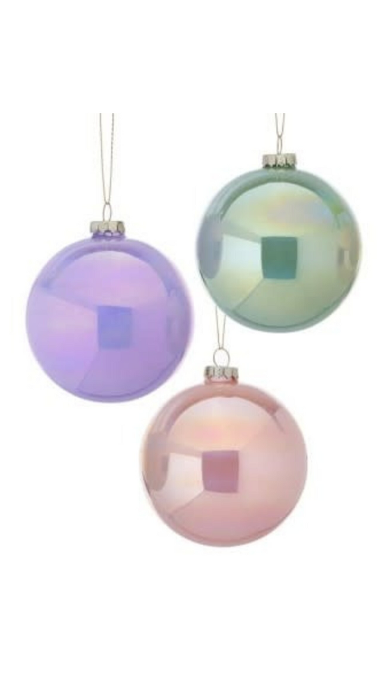 4" Pearl Glass Ornament 3pc Set
