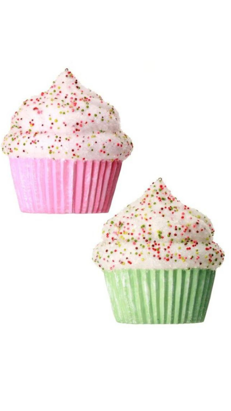 5.5" Plastic Cupcake Sprinkles 2Pc Ornament