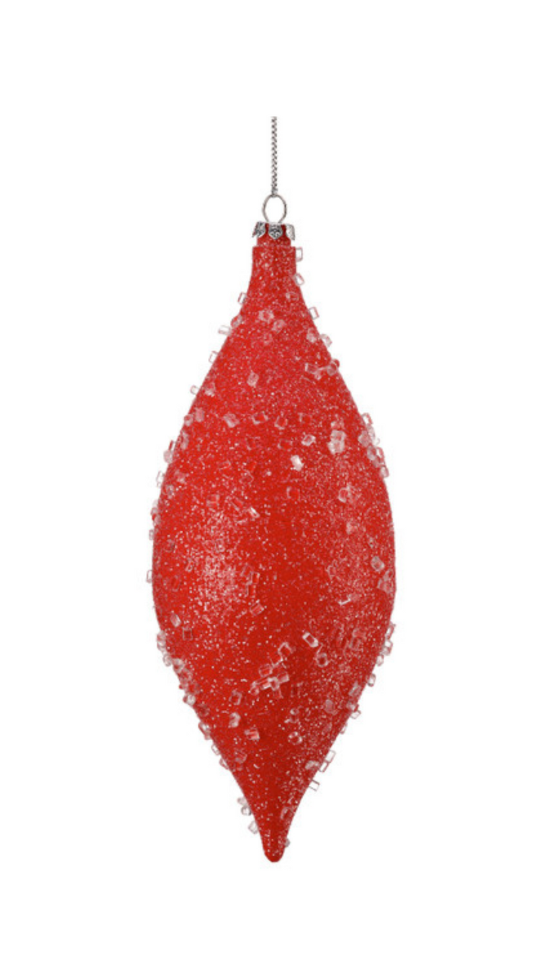 7" Matte Sugar Iced Finial Ornament Set