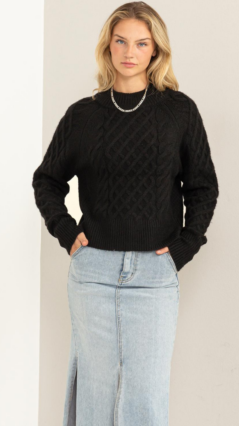 The Perfect Black Cable Sweater