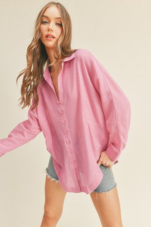 Pink Collared Button Down Shirt