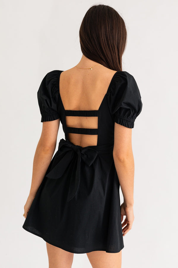 Black Smocked Detail Dress